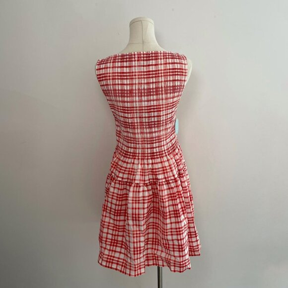 Hill House Home Cosima Mini Dress in Watercolor Gingham Cherry | Women’s Size M - Picture 3 of 5
